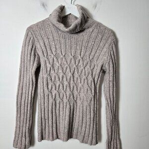 FISHERMAN Out Of Ireland Size S Wool Cashmere Cable Knit Turtleneck Sweater